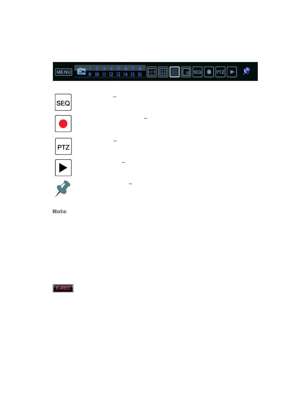 Mouse-over menu, Instant recording | OpenEye E-Series Slim User Manual | Page 57 / 79
