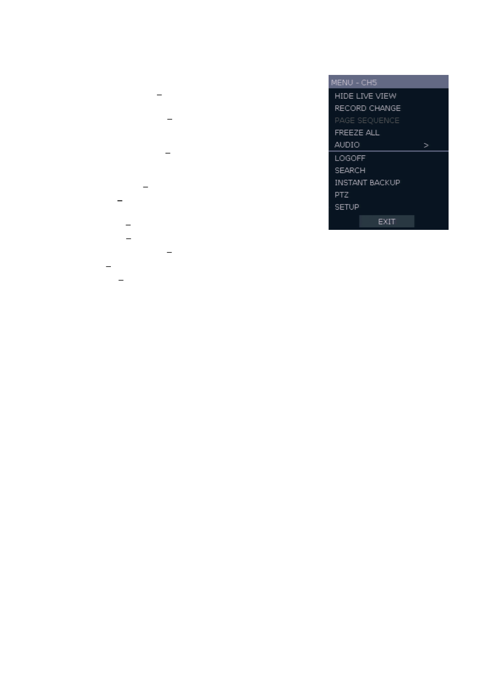Popup menu, No signal, No permission | OpenEye E-Series Slim User Manual | Page 58 / 79