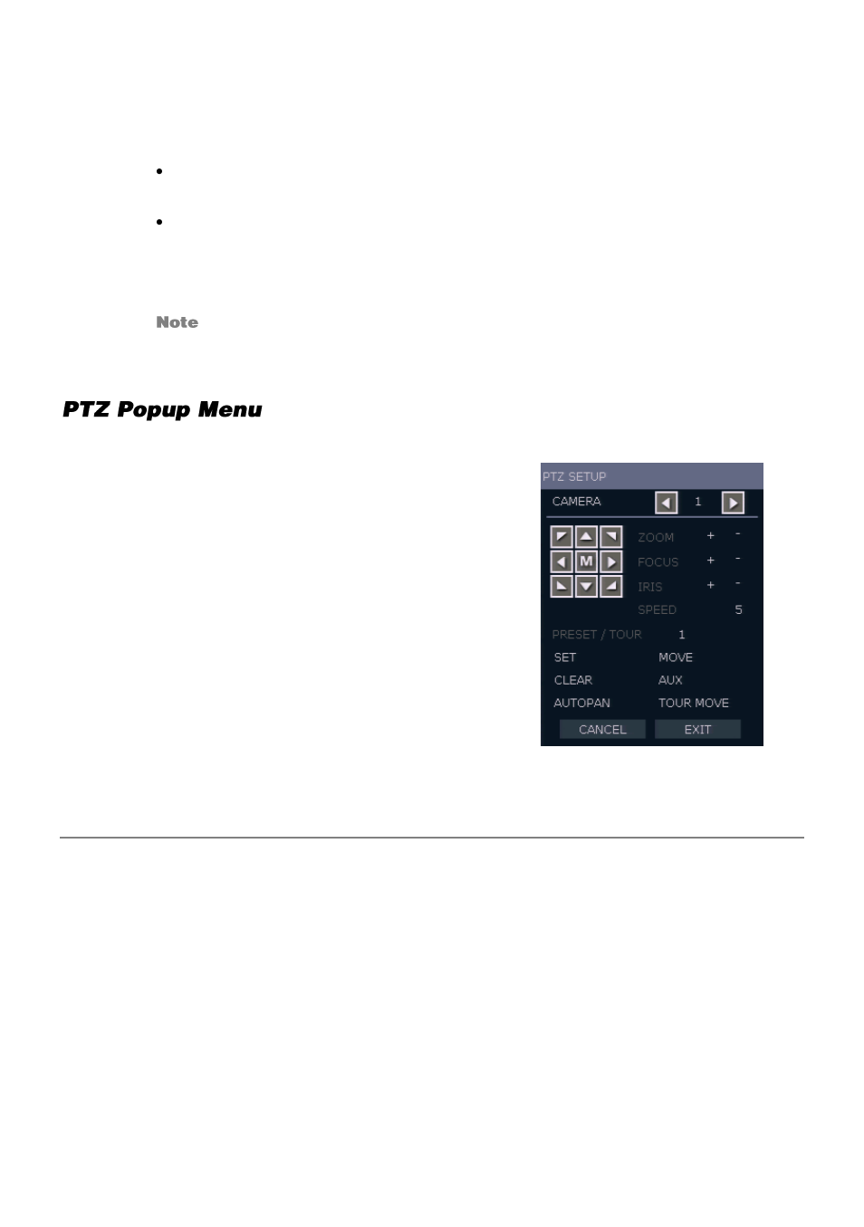 Ptz popup menu, Create ptz preset position | OpenEye E-Series Slim User Manual | Page 59 / 79