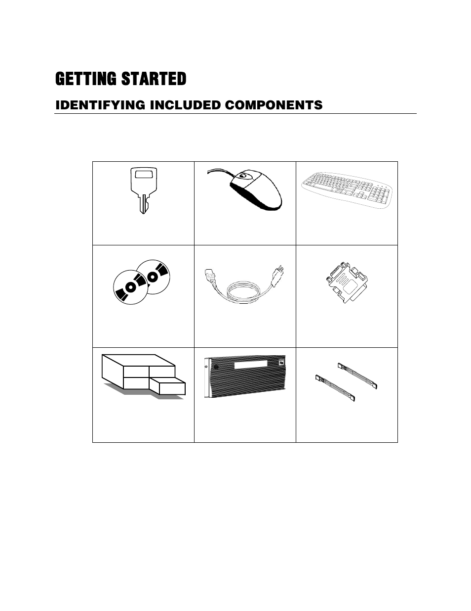 Getting started, Identifying included components | OpenEye Gen5 NVR User Manual | Page 20 / 95