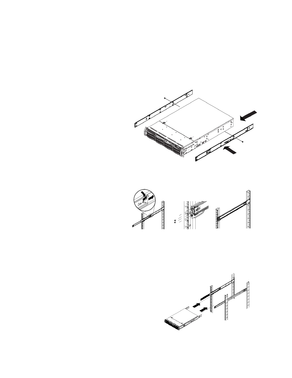 Installing the inner rail extensions, Installing the outer rack rails, Installing /the recorder into a rack | Installing the recorder into a rack | OpenEye Gen5 NVR User Manual | Page 25 / 95