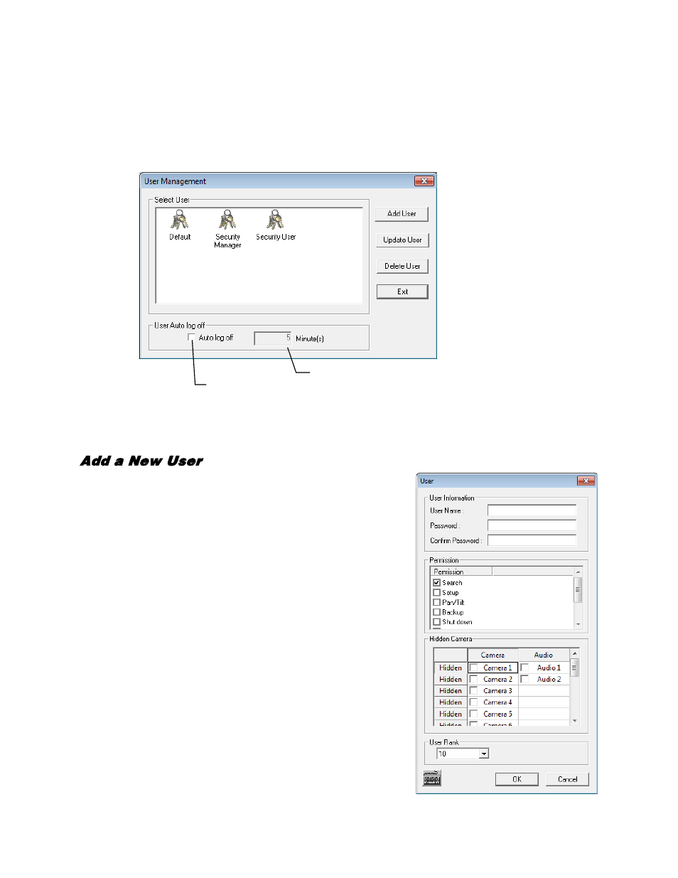 User management, Add a new user | OpenEye Gen5 NVR User Manual | Page 56 / 95