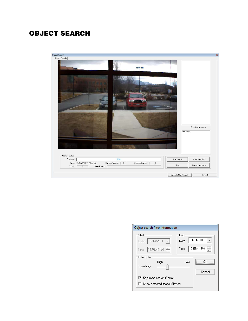 Object search, Performing an object search | OpenEye Gen5 NVR User Manual | Page 73 / 95