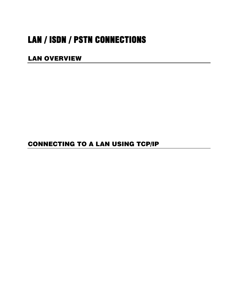 Lan / isdn / pstn connections, Lan overview, Connecting to a lan using tcp/ip | Configuring tcp/ip settings | OpenEye Gen5 NVR User Manual | Page 80 / 95