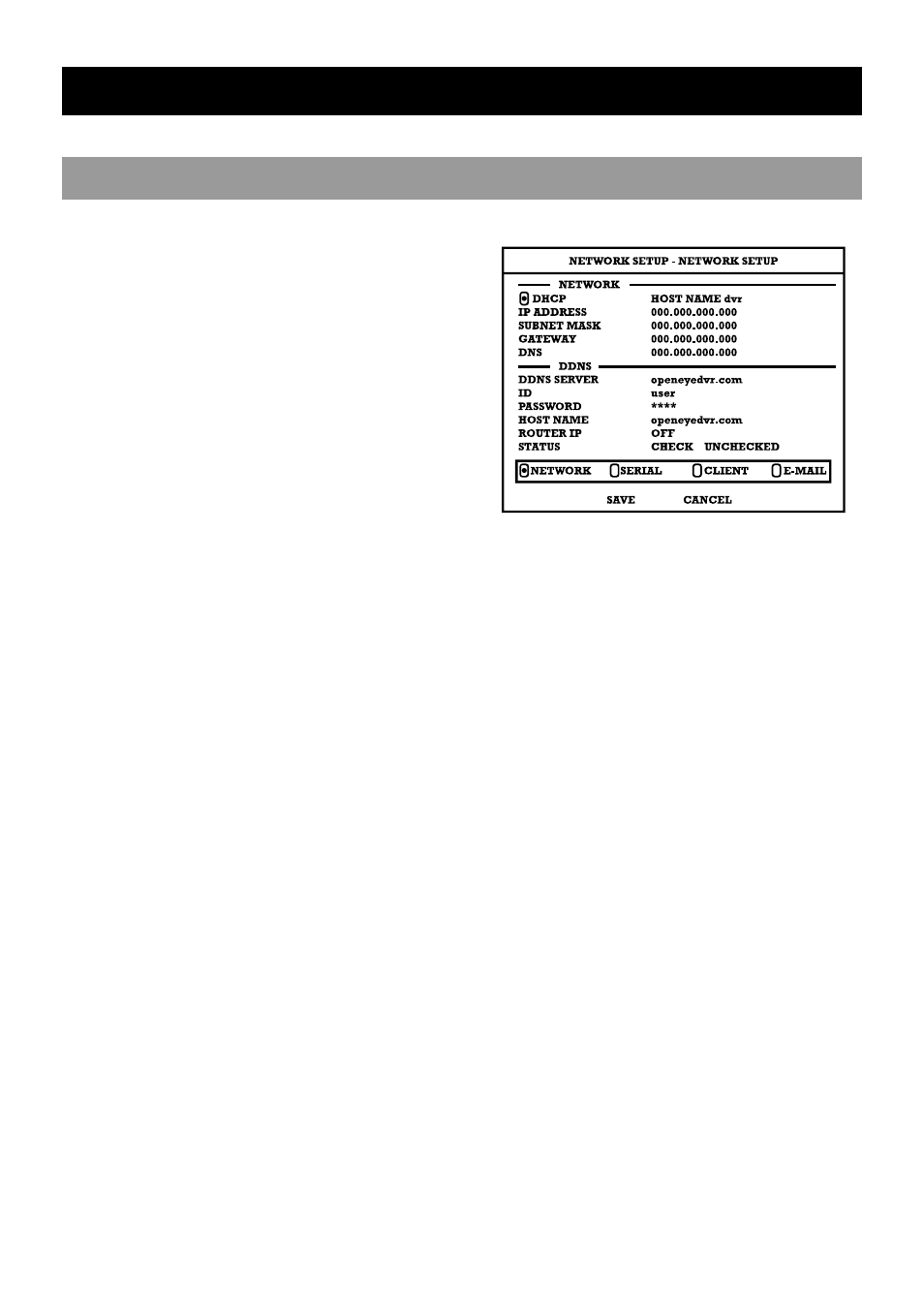 Network, Network setup | OpenEye OE2-E120 User Manual | Page 37 / 75