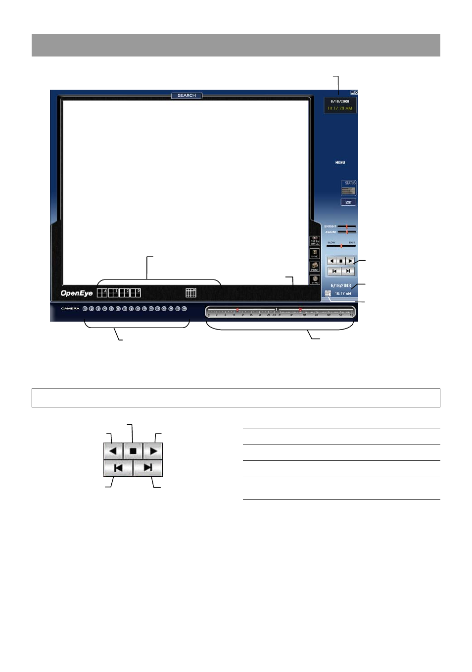 Search overview, Play controls | OpenEye OE2-E120 User Manual | Page 62 / 75