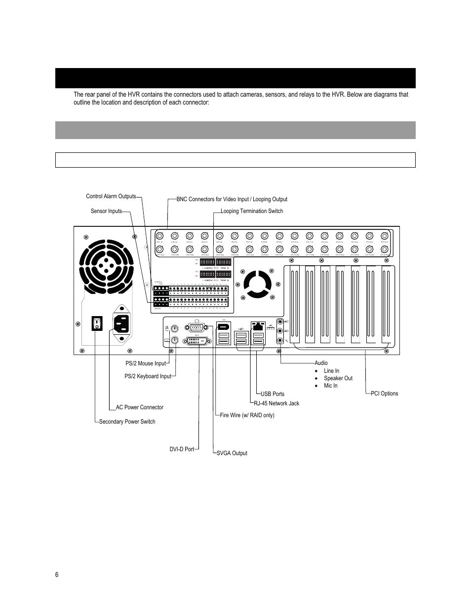 Rear panel connectors, Xr-series rear panel, 8/16 channel hvr | OpenEye OE4 User Manual | Page 18 / 42