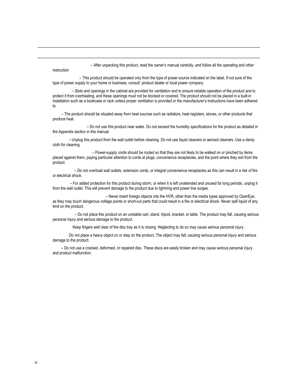 Important safeguards | OpenEye OE4 User Manual | Page 4 / 42