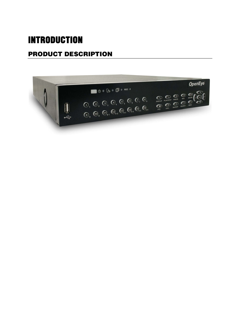 Introduction, Product description | OpenEye EasyDVR User Manual | Page 18 / 90