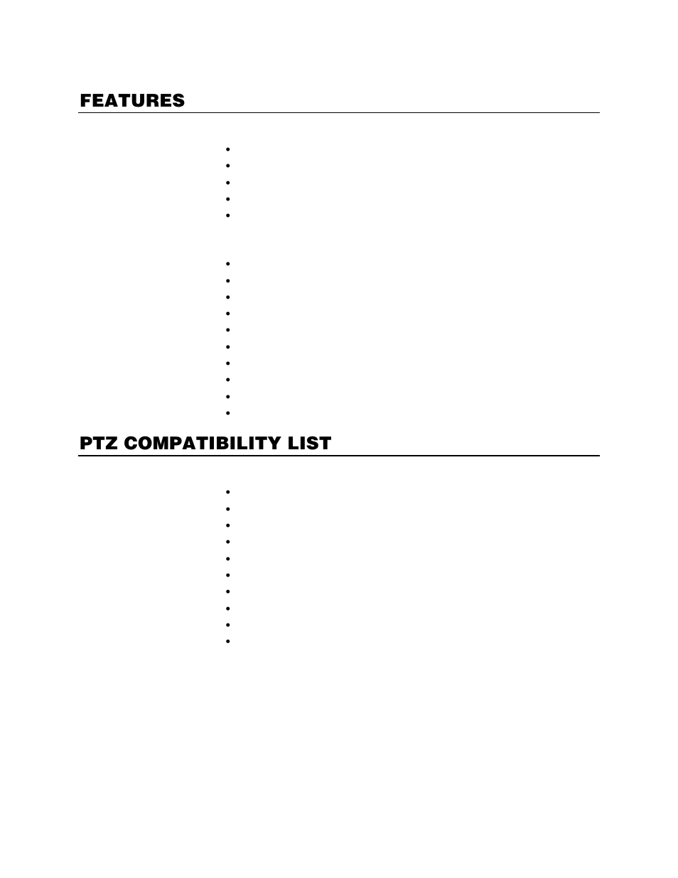 Features, Ptz compatibility list | OpenEye EasyDVR User Manual | Page 19 / 90