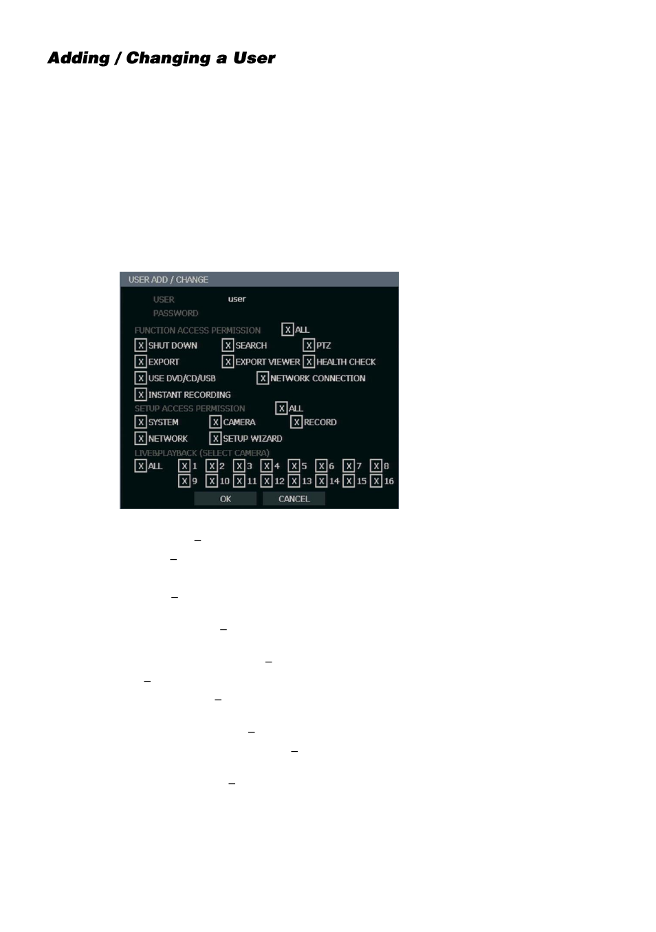 Adding / changing a user | OpenEye OE3 E-Series User Manual | Page 34 / 85