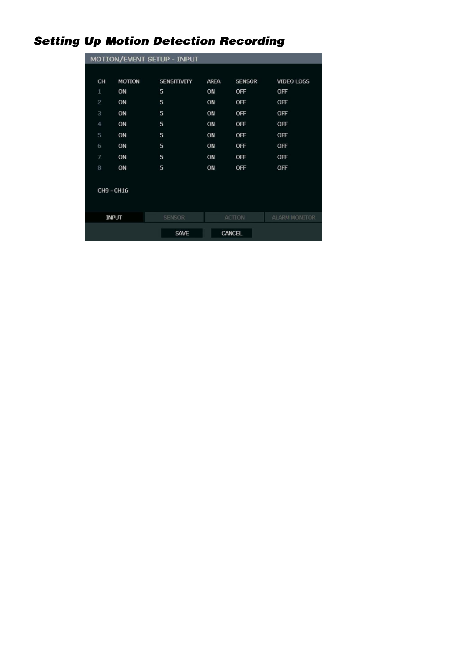 Setting up motion detection recording | OpenEye OE3 E-Series User Manual | Page 46 / 85