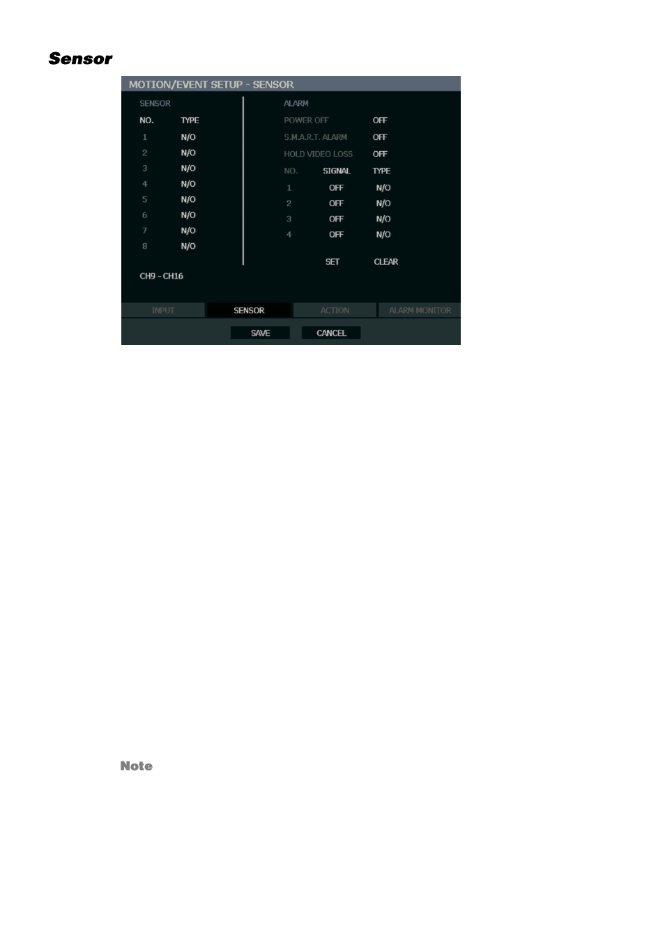 Sensor | OpenEye OE3 E-Series User Manual | Page 47 / 85