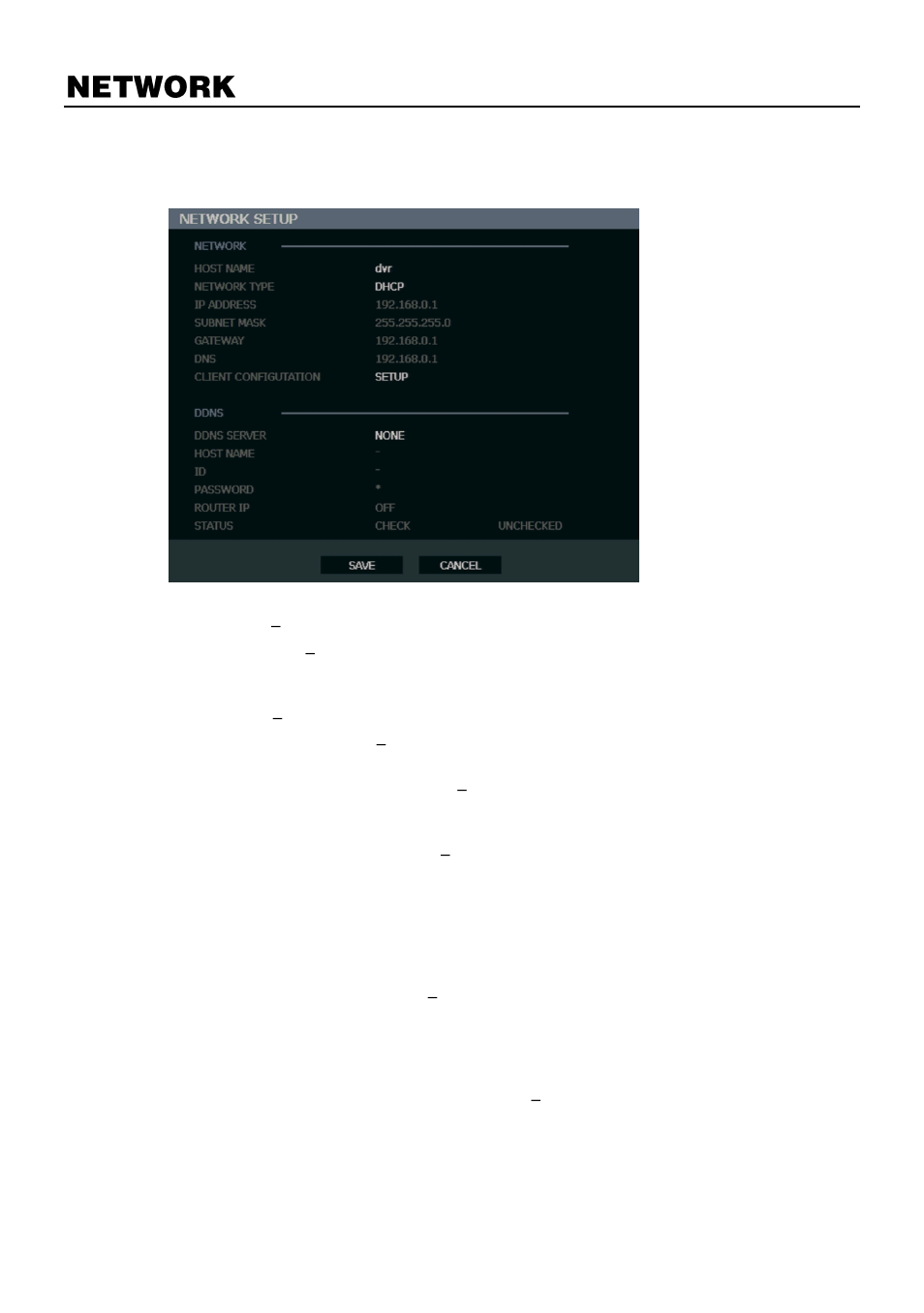 Network, Network setup, Network setup continued | OpenEye OE3 E-Series User Manual | Page 50 / 85