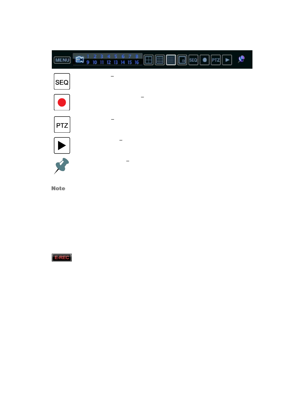 Mouse-over menu, Instant recording | OpenEye OE3 E-Series User Manual | Page 60 / 85