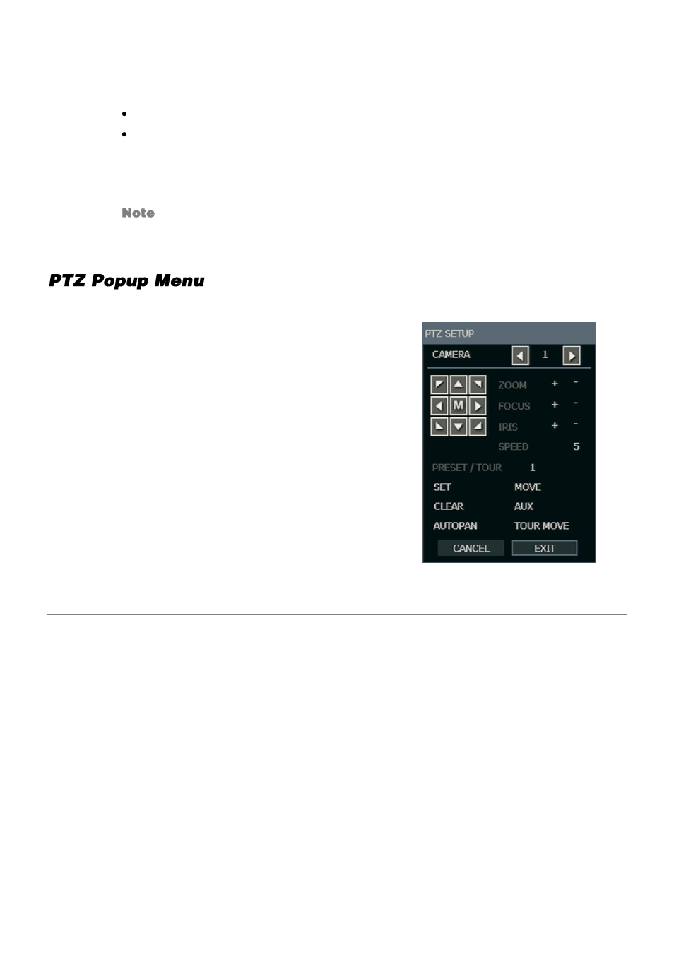 Ptz popup menu, Create ptz preset position | OpenEye OE3 E-Series User Manual | Page 62 / 85