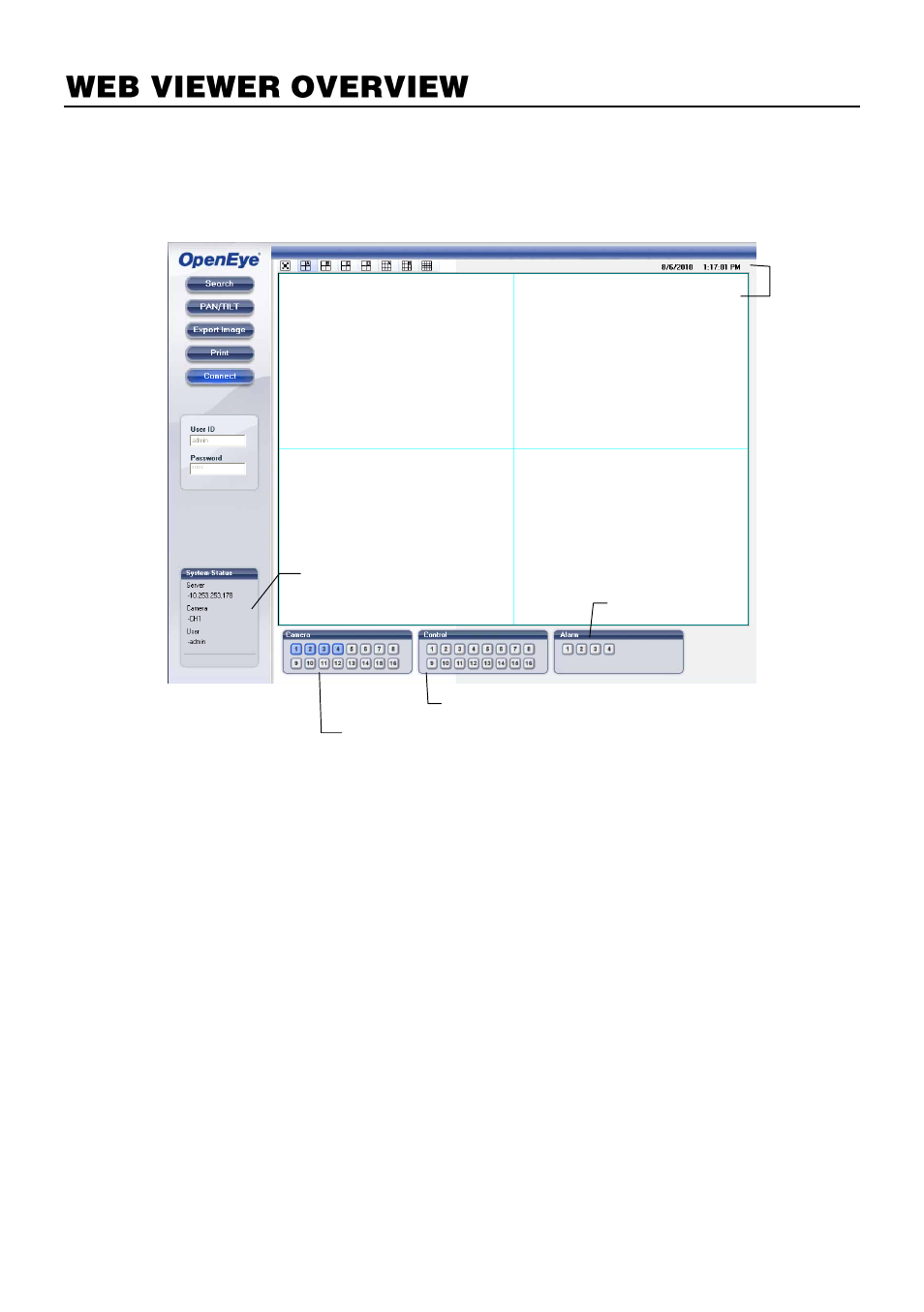 Web viewer overview | OpenEye OE3 E-Series User Manual | Page 73 / 85