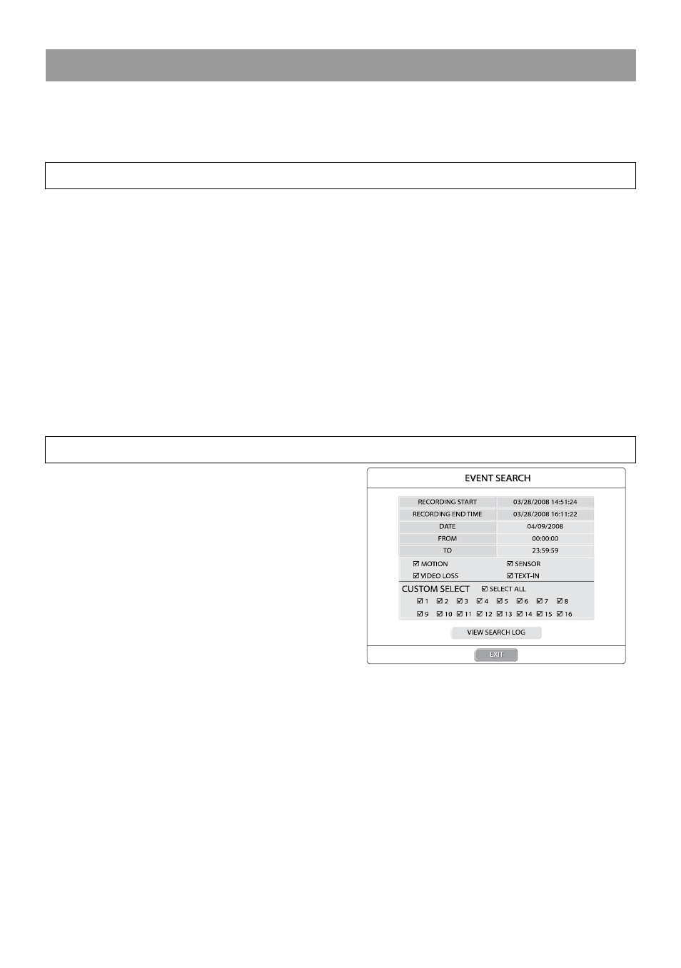 Search methods, Quick search, Event search | OpenEye OE2-E480 User Manual | Page 40 / 72