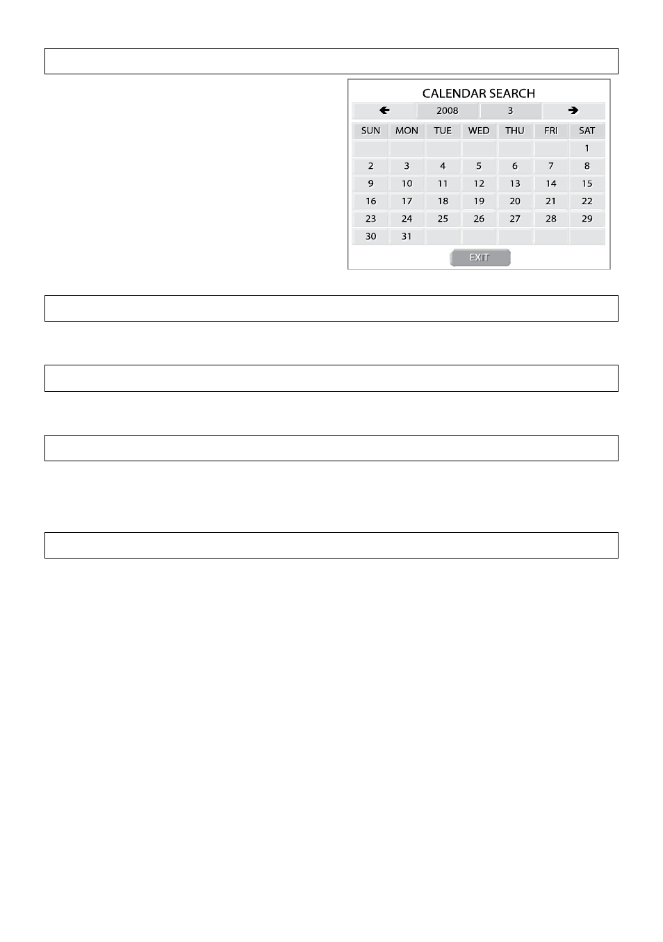 Calendar search, Go to first, Go to last | Daylight savings search, After image removal | OpenEye OE2-E480 User Manual | Page 41 / 72