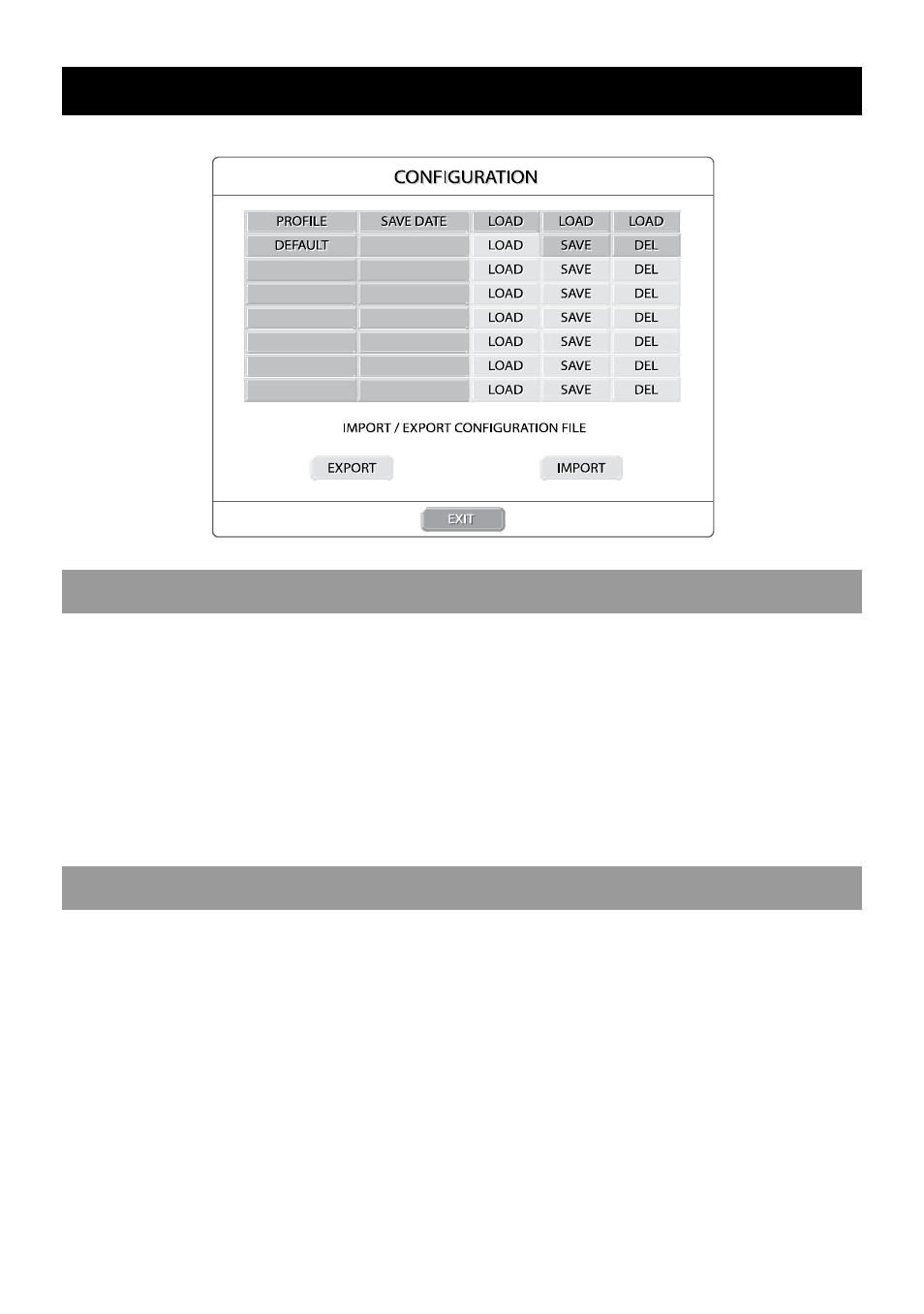 Save settings, Export settings, Import settings | OpenEye OE2-E480 User Manual | Page 47 / 72