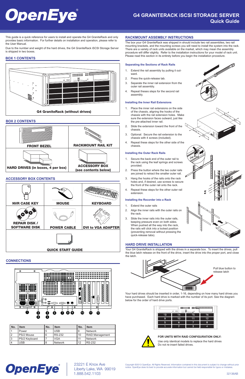 OpenEye G4 GraniteRack Quick Start User Manual | 2 pages