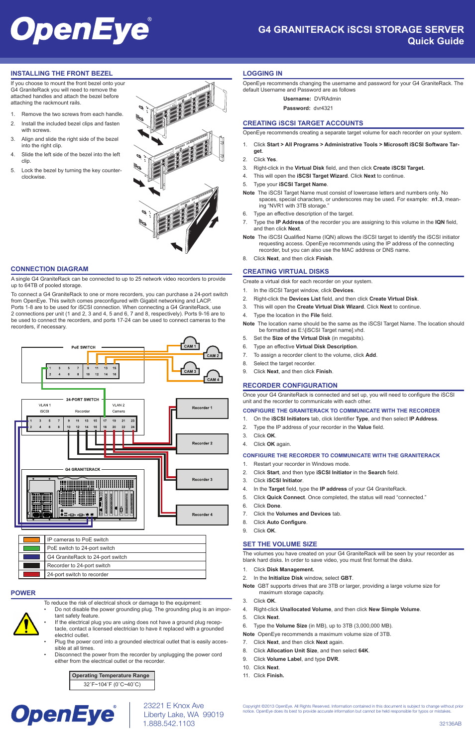 G4 graniterack iscsi storage server quick guide | OpenEye G4 GraniteRack Quick Start User Manual | Page 2 / 2