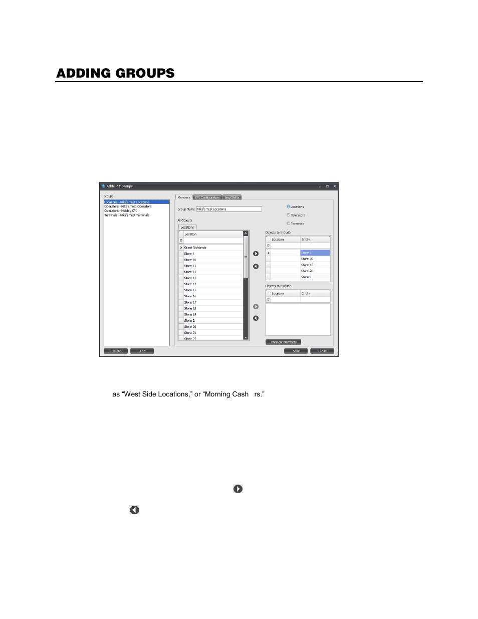 Adding groups, Create a group, Editing group members | Excluding objects | OpenEye SaleGuard User Manual | Page 25 / 62