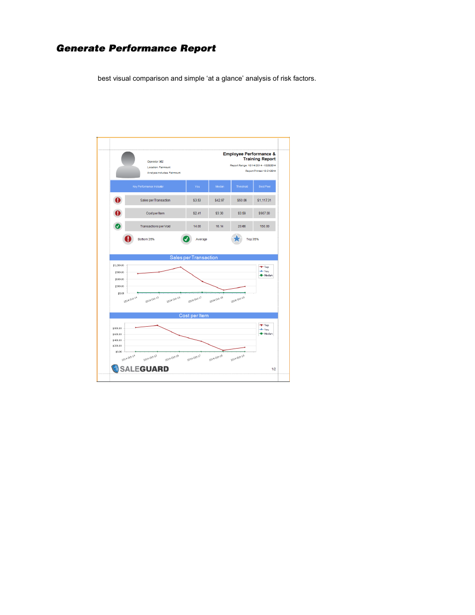 Generate performance report | OpenEye SaleGuard User Manual | Page 32 / 62