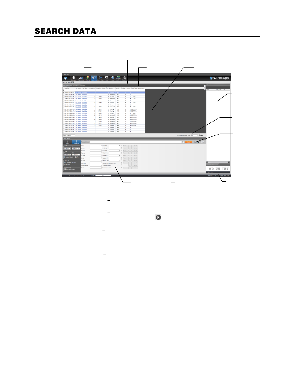 Search data, Search screen overview | OpenEye SaleGuard User Manual | Page 37 / 62