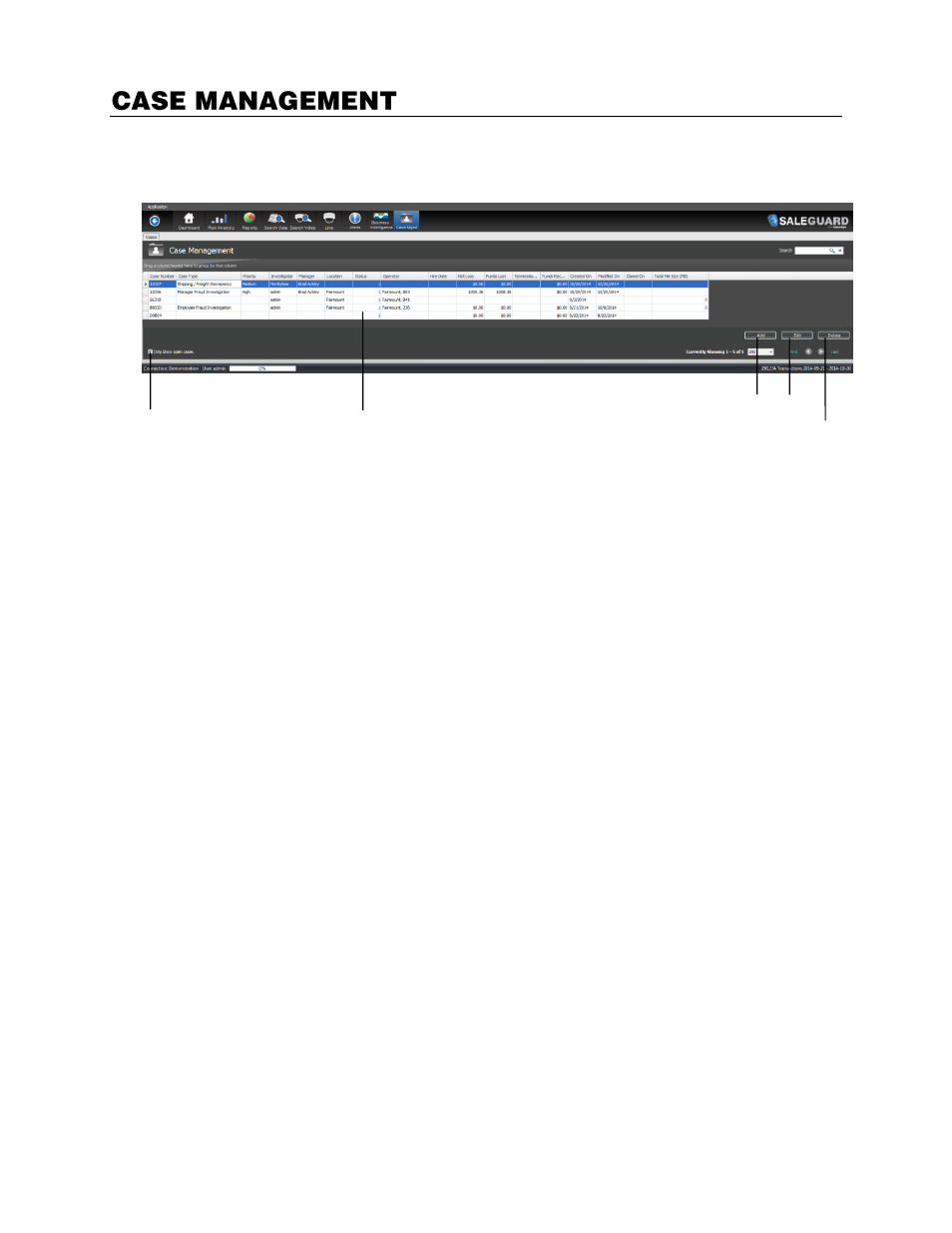 Case management | OpenEye SaleGuard User Manual | Page 52 / 62