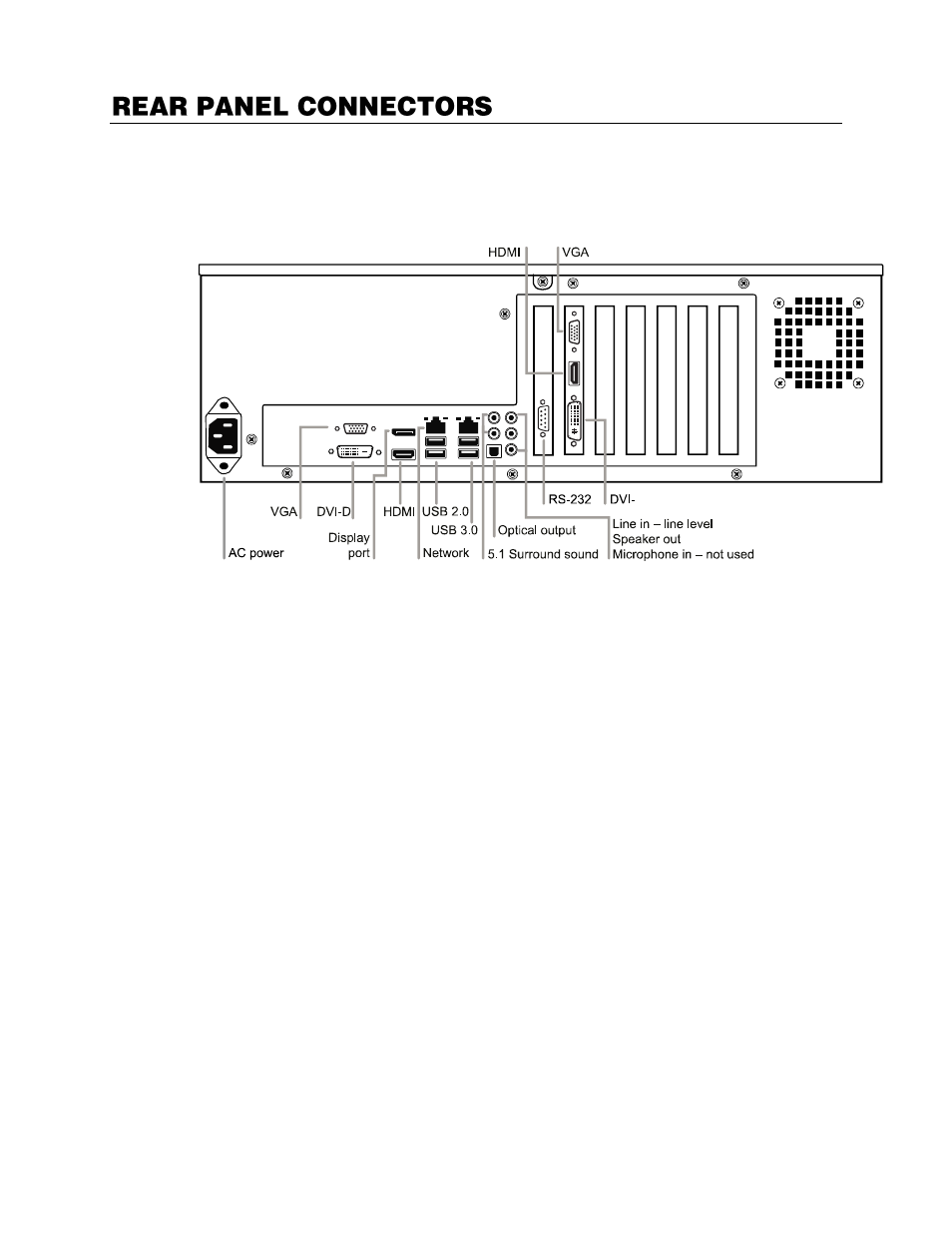 Rear panel connectors, 3u rear panel | OpenEye Gen6 RADIUS-PC User Manual | Page 10 / 70