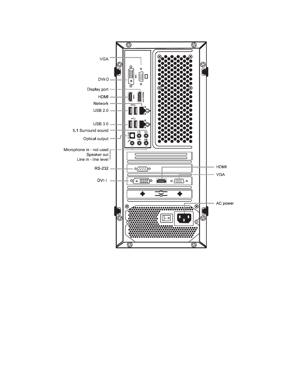 Tower rear panel | OpenEye Gen6 RADIUS-PC User Manual | Page 11 / 70