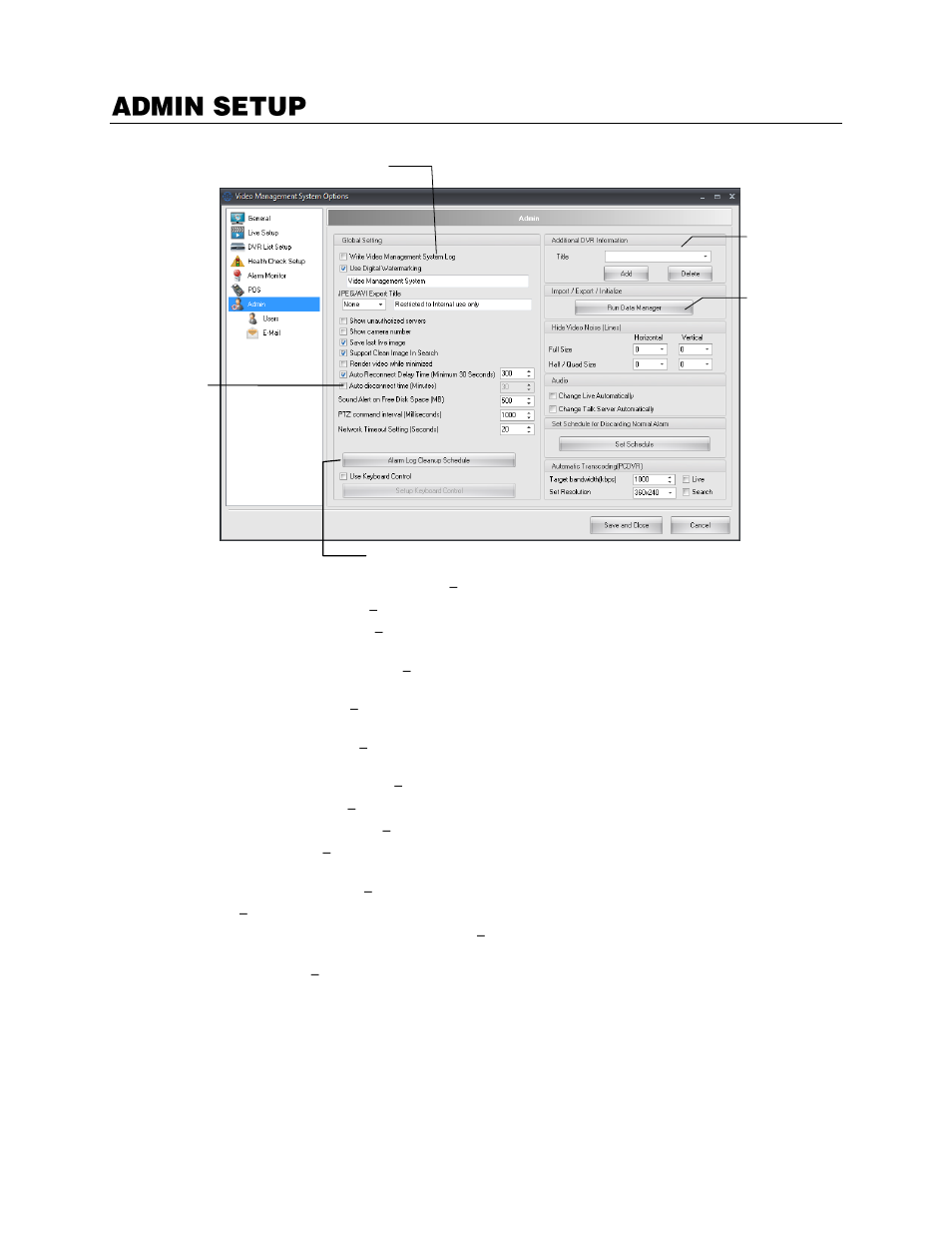 Admin setup | OpenEye Gen6 RADIUS-PC User Manual | Page 37 / 70