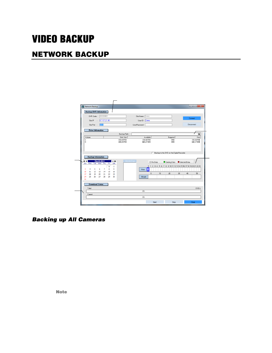 Video backup, Network backup, Professional recorders (x, xr, h, n-series) | Backing up all cameras | OpenEye Gen6 RADIUS-PC User Manual | Page 51 / 70
