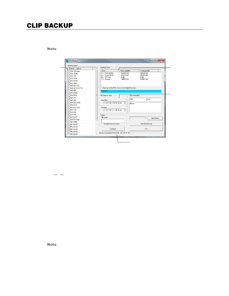 Clip backup, Backing up selected cameras | OpenEye Gen6 RADIUS-PC User Manual | Page 53 / 70