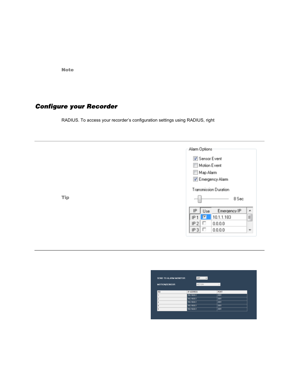 Configuring the alarm monitor, Configure your recorder, Professional recorder | E-series recorder | OpenEye Gen6 RADIUS-PC User Manual | Page 63 / 70
