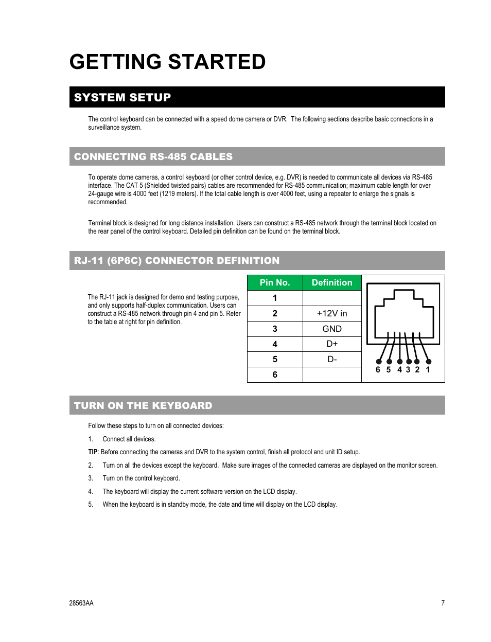 Getting started, System setup | OpenEye CA-501J PTZ User Manual | Page 21 / 38