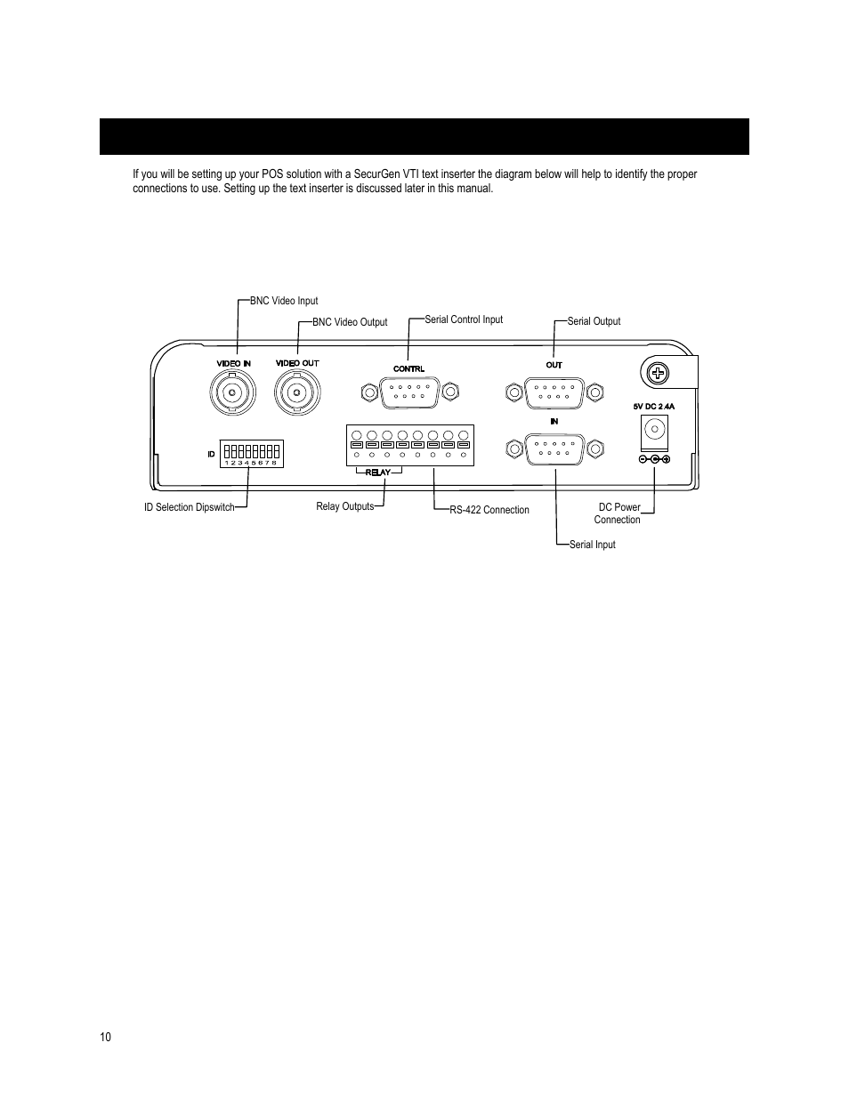 Securgen text inserter connections | OpenEye SW-RWTCP User Manual | Page 10 / 51