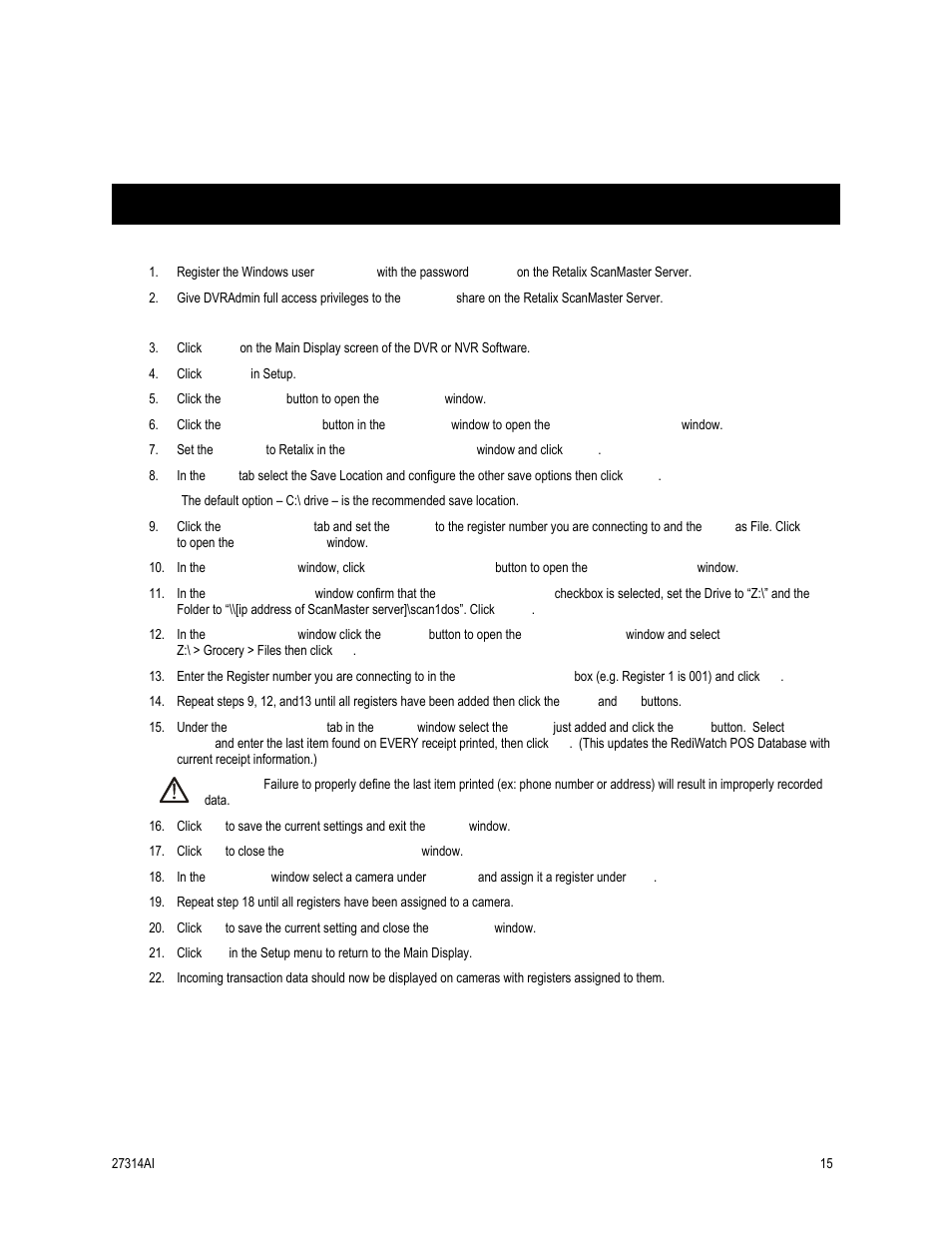 Installation & configuration, Retalix ncr configuration | OpenEye SW-RWTCP User Manual | Page 15 / 51