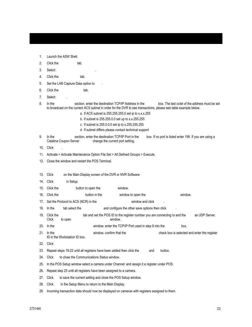 Acs ncr configuration | OpenEye SW-RWTCP User Manual | Page 23 / 51