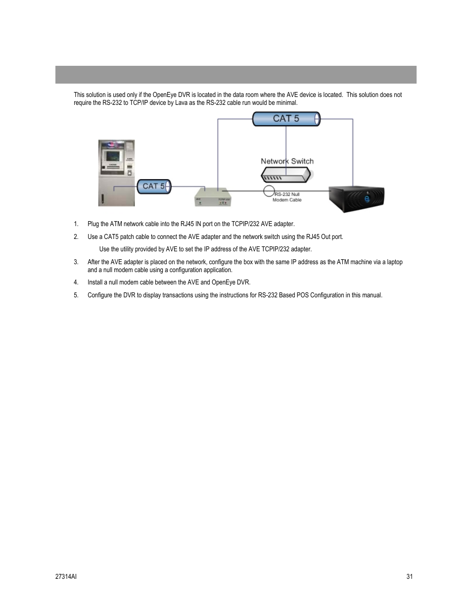 In-room installation configuration | OpenEye SW-RWTCP User Manual | Page 31 / 51