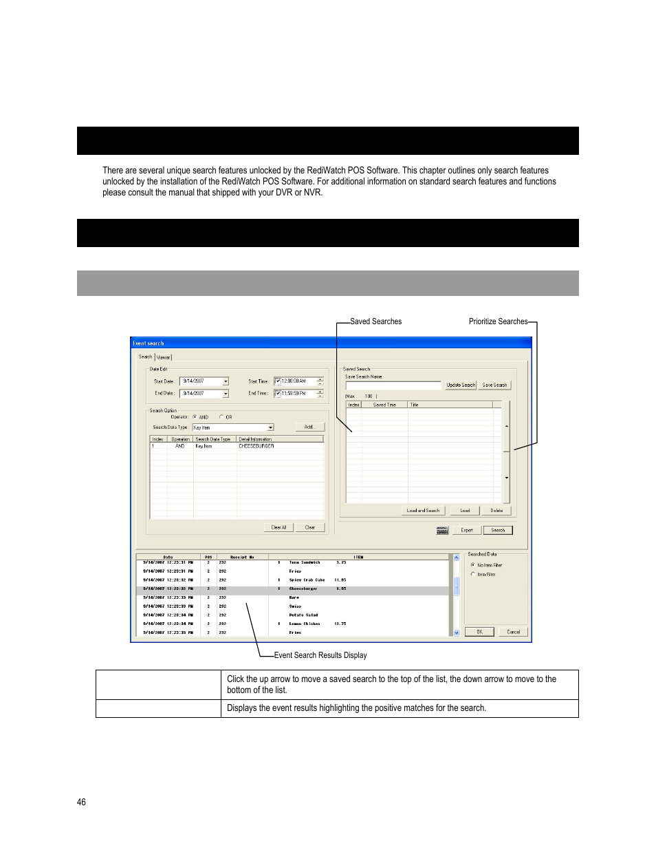 Search options, Search overview, Event search | OpenEye SW-RWTCP User Manual | Page 46 / 51