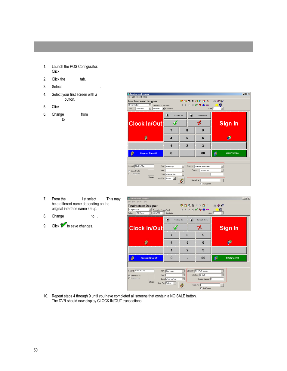 Enable clock in/clock out transaction | OpenEye SW-RWTCP User Manual | Page 50 / 51