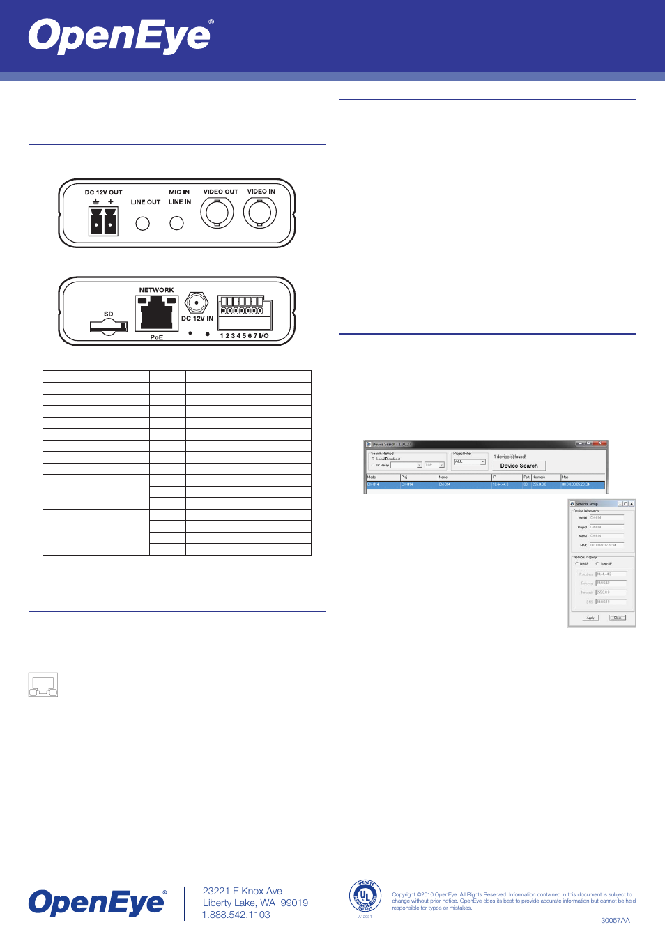 OpenEye VS201 Quick Start User Manual | 1 page