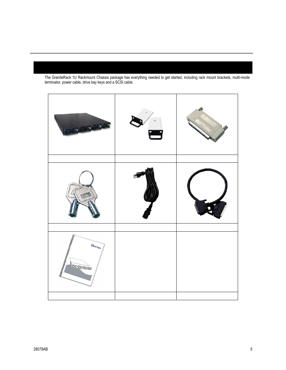 Getting started, Identifying included components | OpenEye GraniteRack 1U User Manual | Page 13 / 23