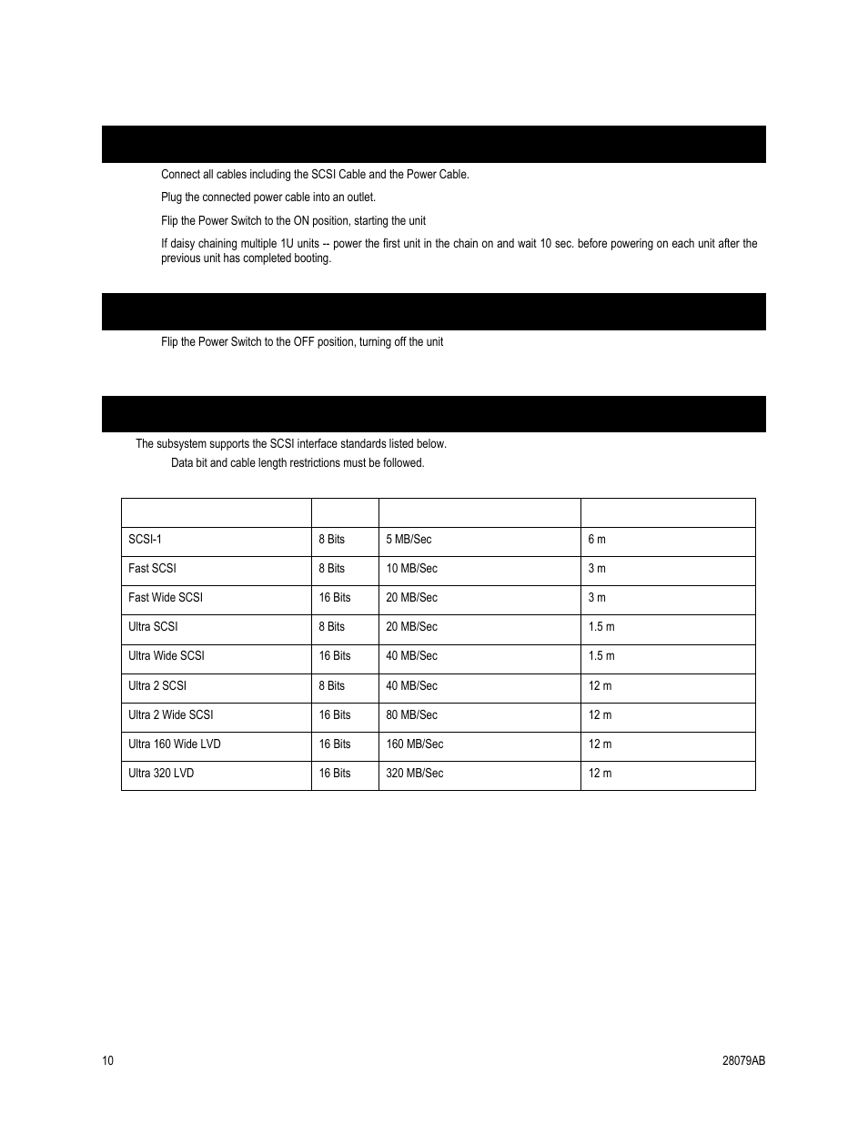 Turning on the 1u, Turning off the 1u, Multiple scsi format support | OpenEye GraniteRack 1U User Manual | Page 18 / 23
