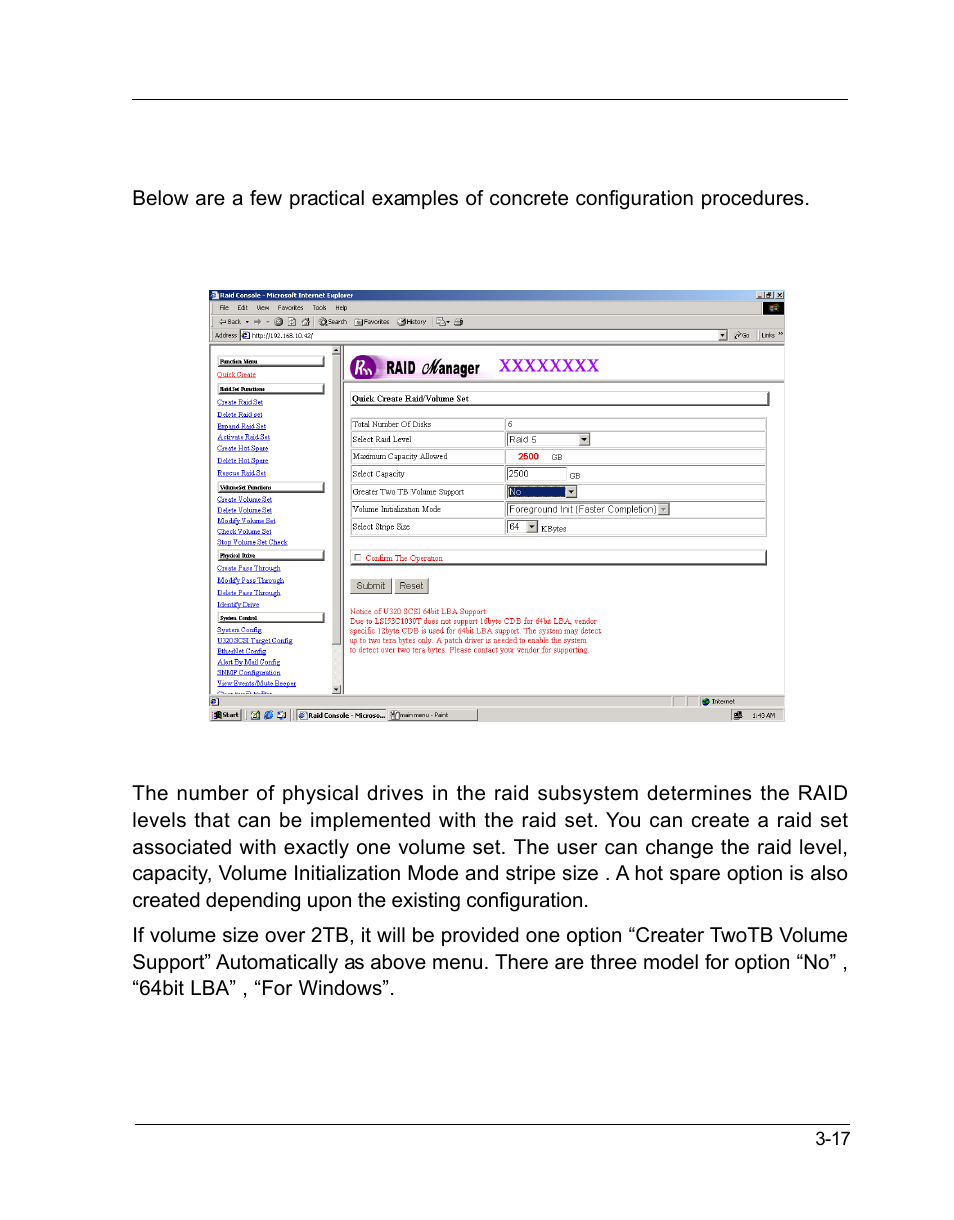 Configuration procedures, 5 quick create | OpenEye GraniteRack 3U User Manual | Page 55 / 101