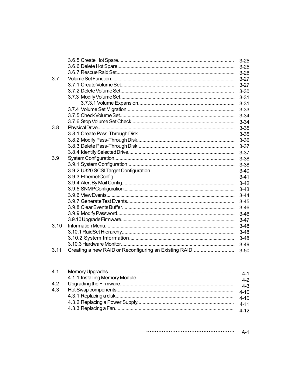 Chapter 4 array maintenance, Appendix a technical specification | OpenEye GraniteRack 3U User Manual | Page 6 / 101