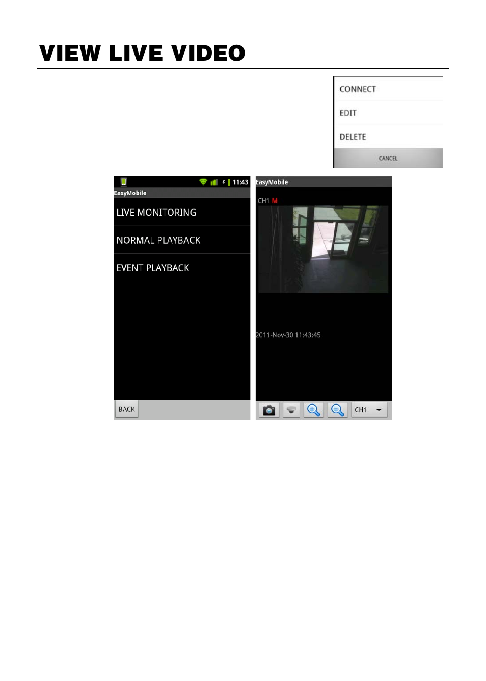 View live video | OpenEye Android EasyMobile User Manual | Page 5 / 10