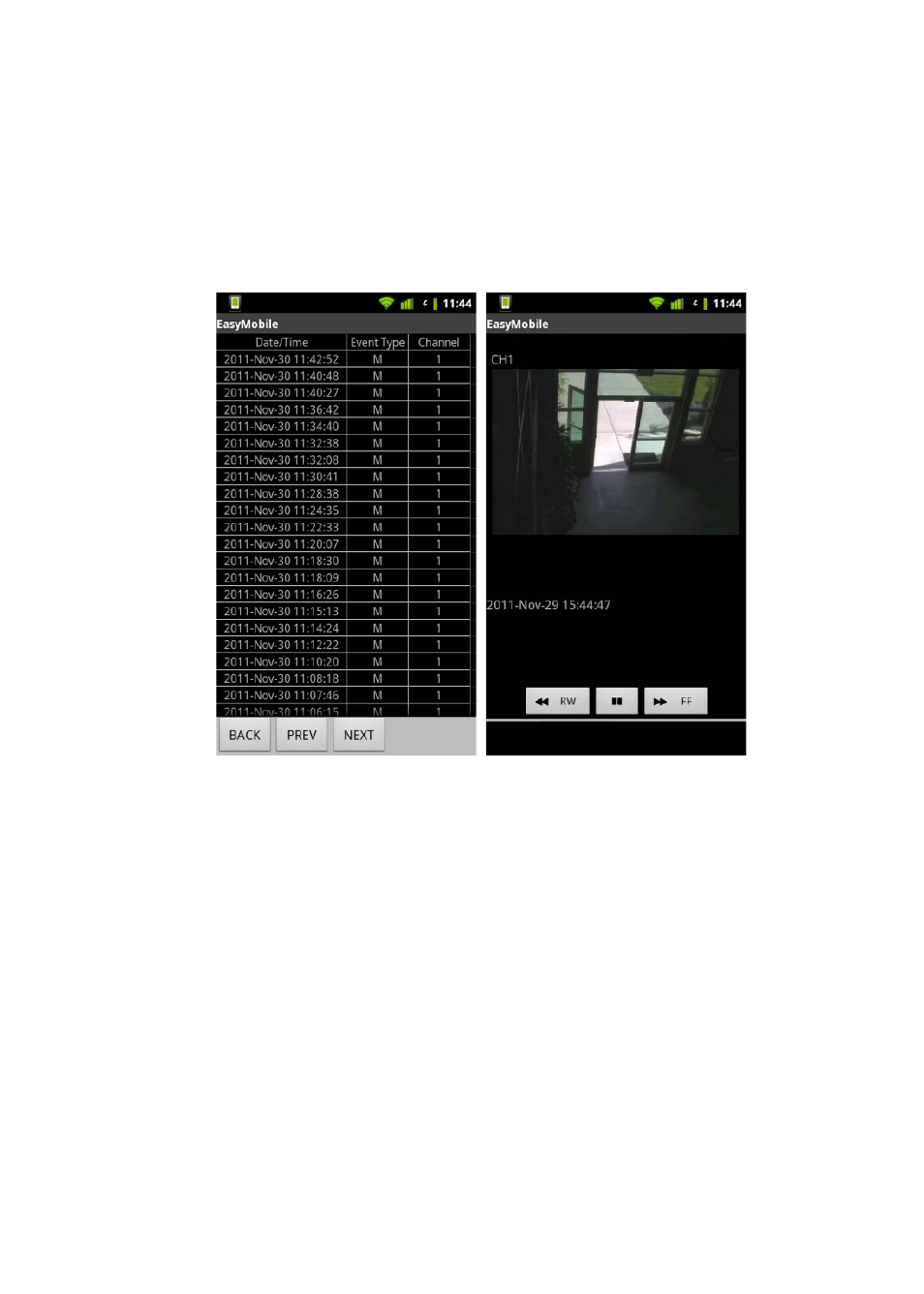 Event search | OpenEye Android EasyMobile User Manual | Page 8 / 10
